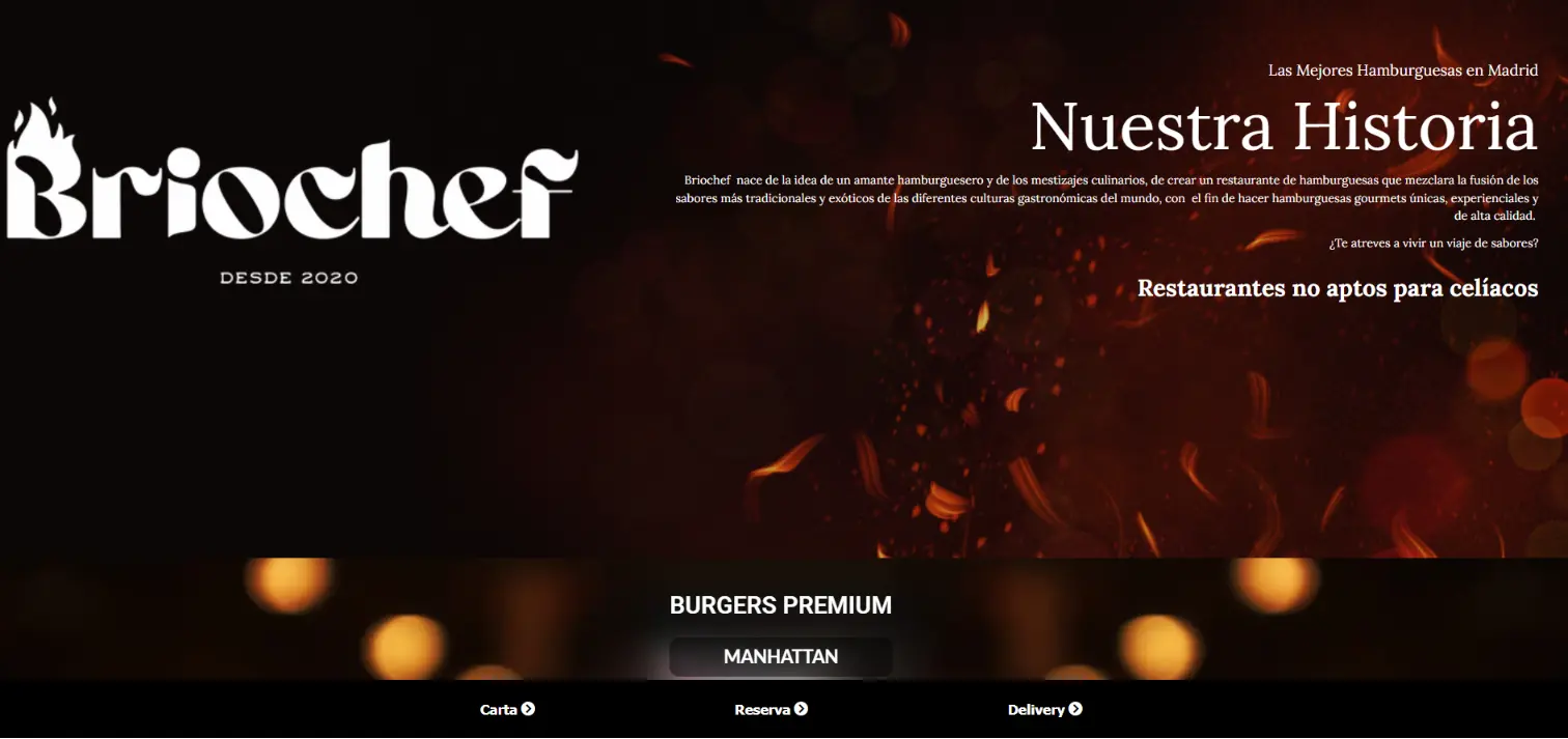 Restaurant website created for Briochef in Madrid