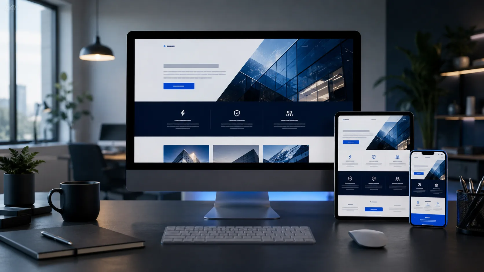 Diseño de sitio web corporativo premium en pantalla