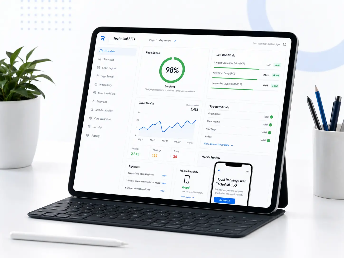 Technical SEO performance and search ranking improvements